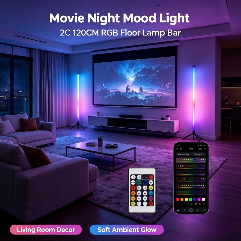 Gaming Accessories Bedroom - 2er-Pack RGB LED Eck-Stehlampe, 120CM Schallaktivierte